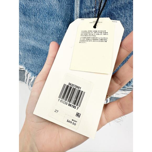 Levi’s 501 Original Blue High Rise Distressed Cut Off Denim Jean Shorts 27 NWT - Picture 4 of 7